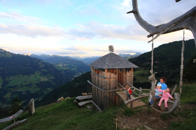 Spielplatz mit Gamsbockschaukel auf der Viehhausalm