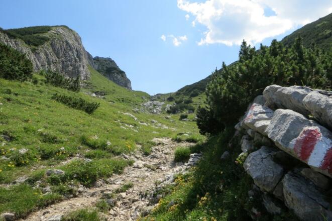 Wanderweg 293 zum Rote-Wand-Sattel