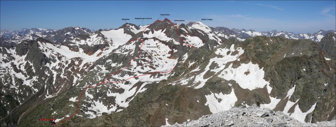 Überschreitung Feuersteine-Schneespitze - Aufnahme von Weisswandspitze
