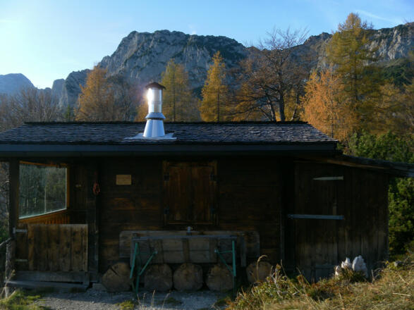 Jagdhütte am Hochberg, Blick zum Brandlhorn