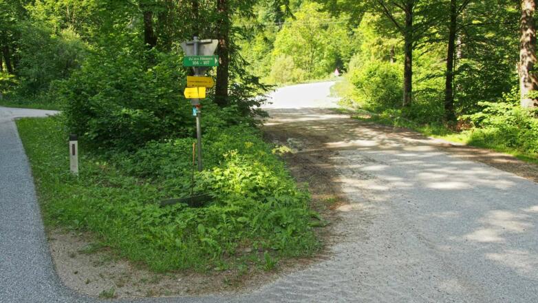 Straßenkreuzung mit Abzweig in die Welchau