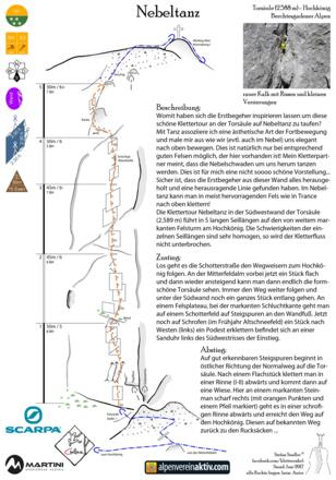 Topo der Klettertour Nebeltanz an der Torsäule - Hochkönig