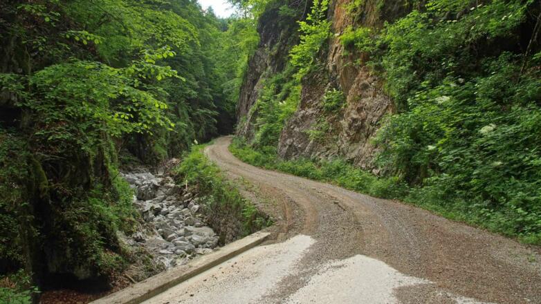 Klammartige Verengung entlang der Forststraße