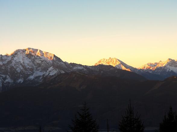 Sonnenaufgang am Hohen Göll, Watzmann und Hochkalter