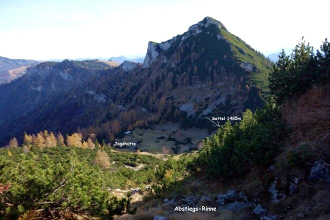 Abstieg vom Hochpunkt zum Sattel Schwalbenmauer