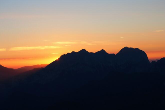 Sonnenaufgang auf der Hütte 1966m
