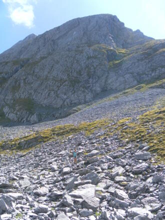 Abstieg über Platten ins Brandberger Kar