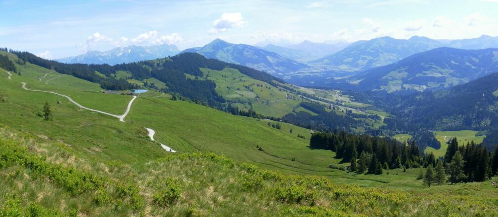 Blick über die Holzalm ins Brixental