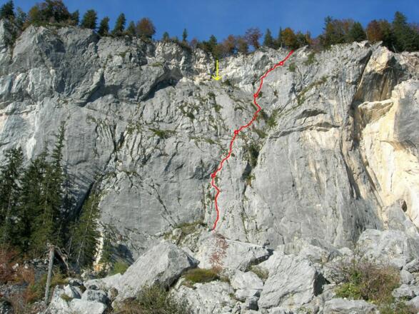 Brilli Übersicht - rot Routenverlauf - gelb 4x25m Abseilen