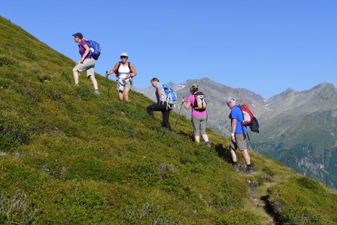 Beim Aufstieg oberhalb des Hirschbichls