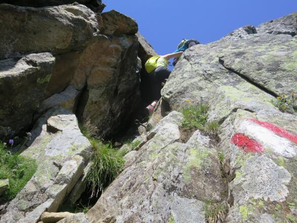 Eine kaminartige Steilstufe ...