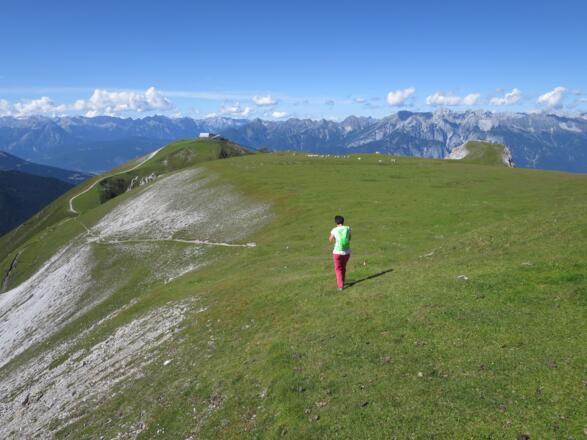 Der &quot;Hochtennboden&quot;, Paradies für Schafe. Hinten die Hoadl-Bergstation.