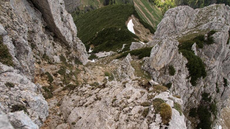 Rückblick oberhalb der Verschneidung (Verbundhaken!) auf den bisherigen Verlauf