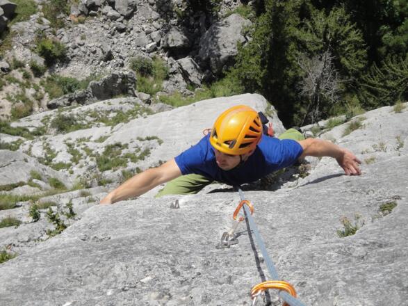 Auch die fünfte Seillänge ist nicht so einfach.