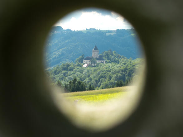 Blick auf das Schloss Neuhaus an der Donau
