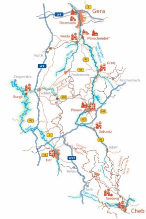 Kulturweg der Vögte - Karte der Hauptroute