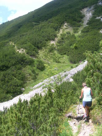 Einstieg oberhalb der Hallerangeralm
