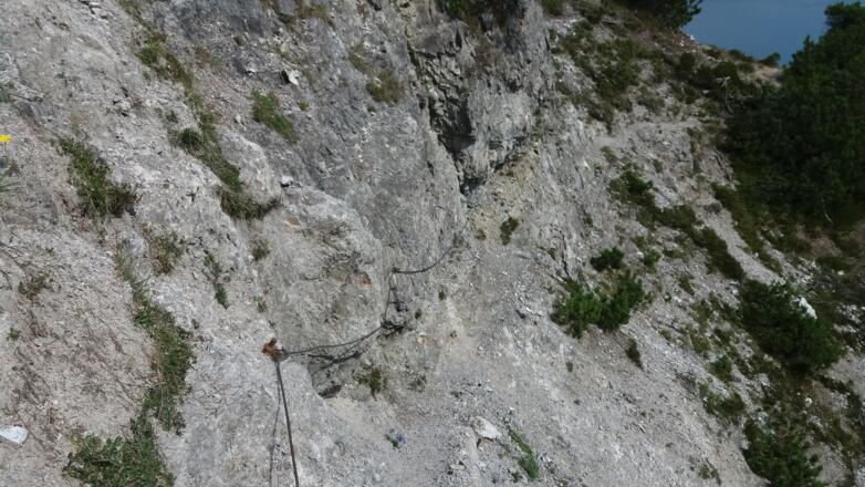 Drahtseilsicherung in den Hohen Köpfen, abwärts