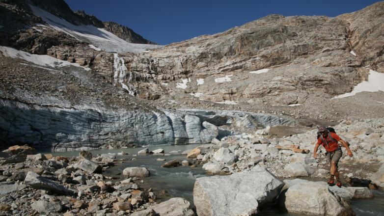 Querung Gletscherbach Ochsenkarkees Stand August 2017