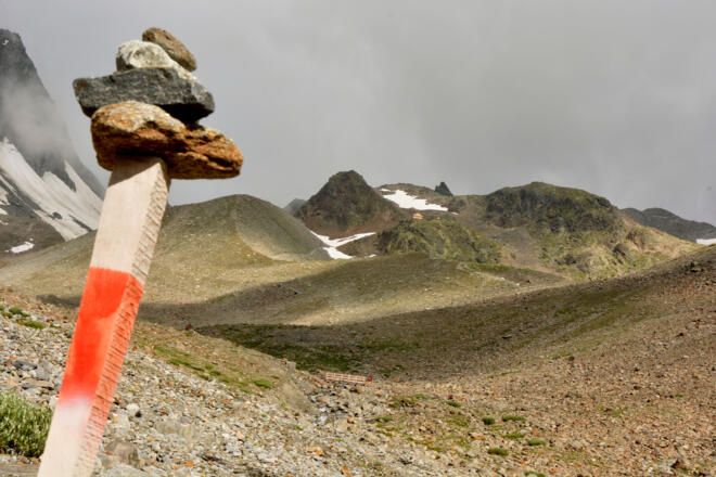 Abstiegsweg von der Kaunergrathütte - Rückblick
