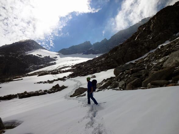 Blick zurück zum Südgrat und zum Oberschrammachkees