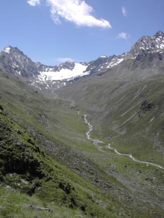 Das obere Gleirschtal mit Ferner, Grubenwand und Roßkarscharte.