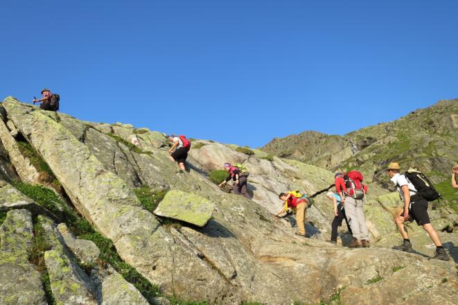 Die erste kurze Kletterstelle.