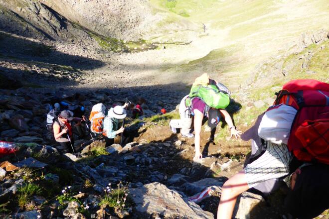Der letzte Anstieg zum Satteljoch.