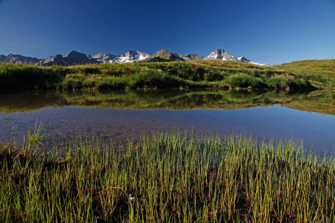 Eine Lacke im Anstieg zur Riedingscharte