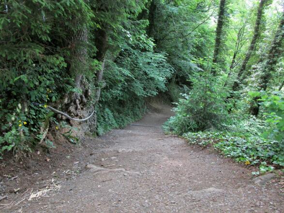 ... dann wieder so steil, dass mit einem Seil für Unsichere eine Hilfe angeboten wird.