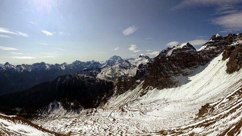 Im Aufstieg zur Malgrubenscharte - Blick Richtung Süden