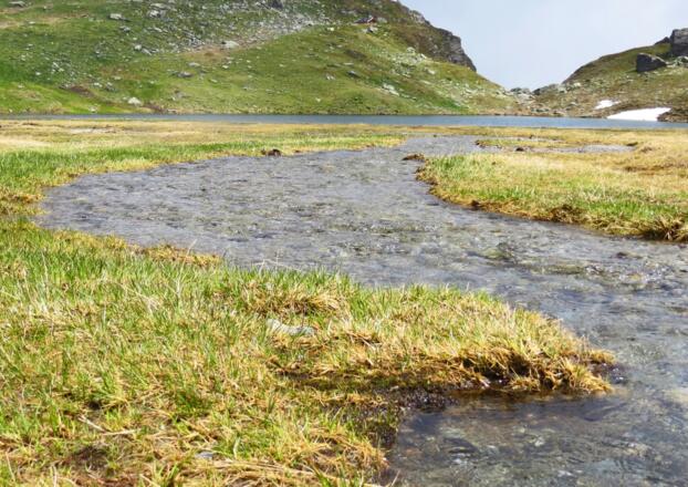 Kleine Bergseen und Moorflächen säumen den Weg