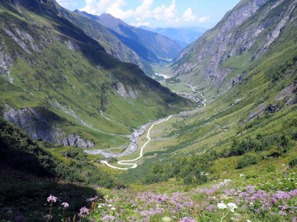Hollersbachtal mit Materialseilbahn am Straßenende
