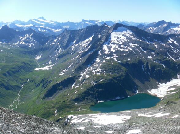 Abretterkopf, Kratzenbergsee, Neue Fürther Hütte vom Gipfel