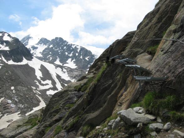Die dritte und letzte seilversicherte Stelle auf dem Weg vom Beiljoch zur Sulzenauhütte.