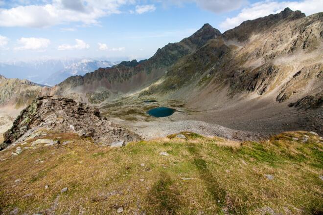 Ausblick zum Kugleter See, Schwendtkopf und Wildgrat