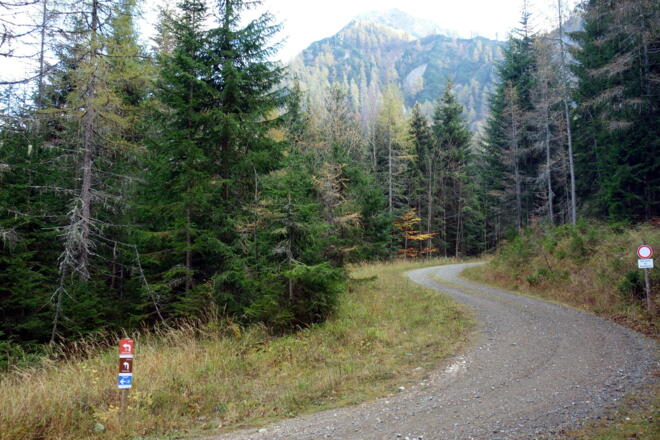 zugelassene Bikerstrecke mit Wegtafel