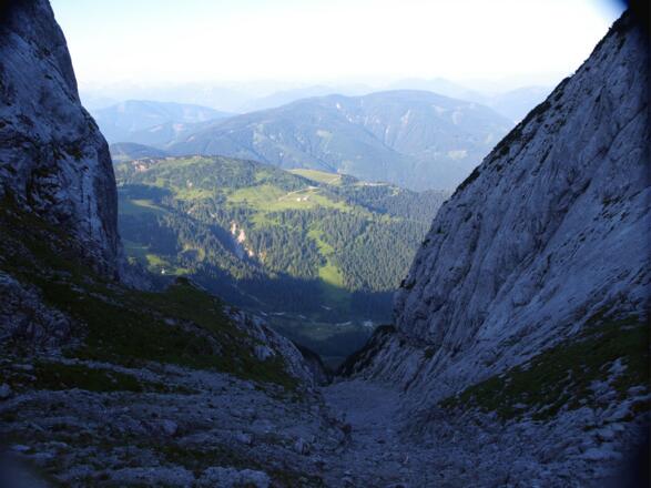 Schuttrinne, Tiefblick