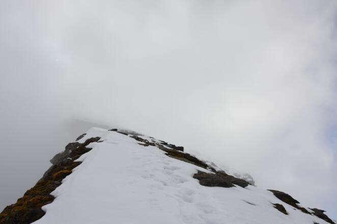 Abstieg vom Kempsenkopf Richtung Gleiwitzer Hütte: Ohne Sicht kein Spaß
