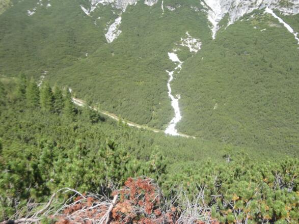 Blick auf den vorherigen Aufstiegsweg