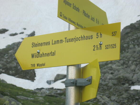 Abzweigung bei der Geraer Hütte