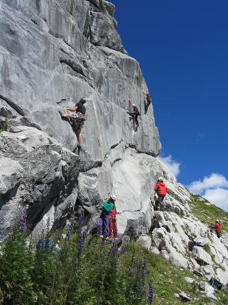 Klettern im linken Teil vom Hittawandla