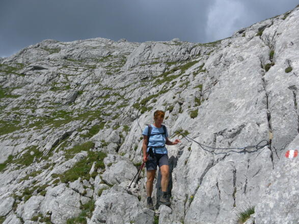 Abstieg aus der Weißbachlscharte zurück zur Peter Wiechenthaler Hütte
