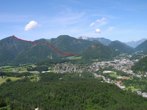 Die Aufstiegsroute auf den Gspranggupf