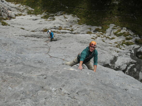 Seilschaft in der Tour Hiltinatoren am Urlkopf