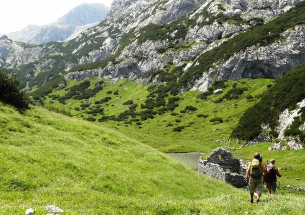 Blick über die Vordere Pitschenbergalm Richtung Hütte