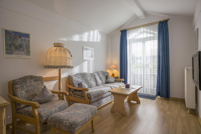 Wohnzimmer in der Ferienwohnung Brünnsteinblick