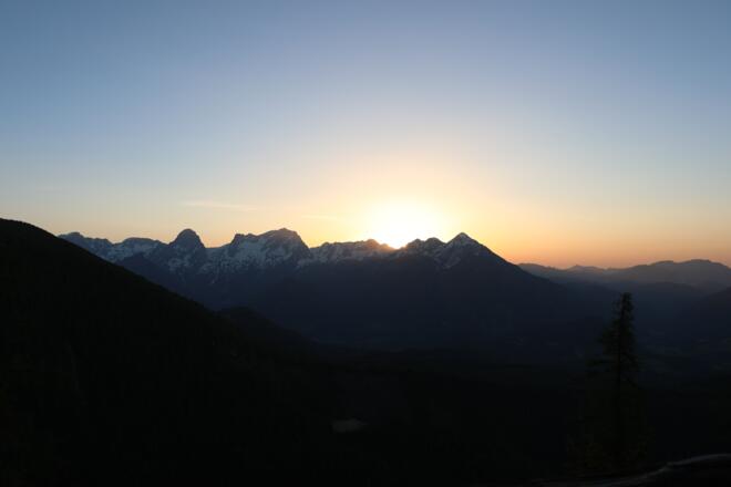 Stodertal Abendpanorama auf der Hütte