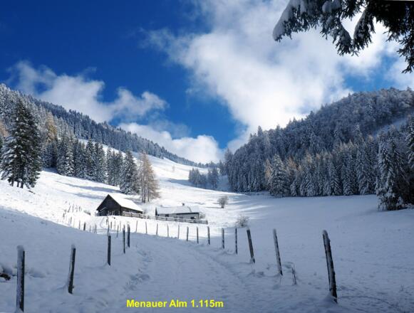 Menaueralm 1.115m mit Menauersattel 1380m