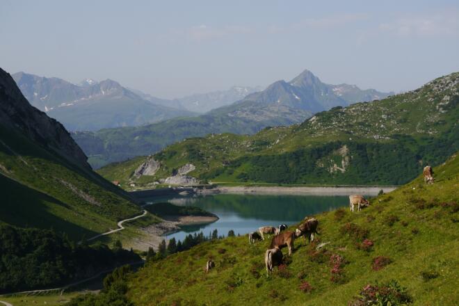 Blick von der Hütte zum Spuller See